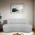 Sofá Curvo Orgânico 120cm 2 Lugares Linho Antonela Cinza Claro