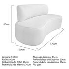 Sofá Curvo Orgânico 130cm 2 Lugares Bouclé Antonela Branco