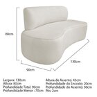 Sofá Curvo Orgânico 130cm 2 Lugares Linho Antonela Bege