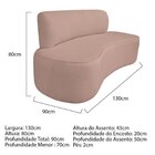 Sofá Curvo Orgânico 130cm 2 Lugares Linho Antonela Rosa
