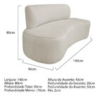 Sofá Curvo Orgânico 140cm 2 Lugares Bouclé Antonela Bege