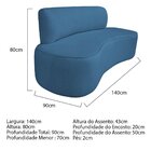 Sofá Curvo Orgânico 140cm 2 Lugares Linho Antonela Azul Royal