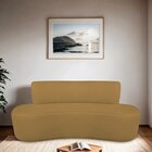 Sofá Curvo Orgânico 180cm 3 Lugares Bouclé Antonela Caramelo