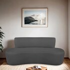 Sofá Curvo Orgânico 180cm 3 Lugares Linho Antonela Cinza Escu