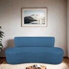 Sofá Curvo Orgânico 200cm 3 Lugares Linho Antonela Azul Royal