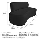 Sofá Curvo Orgânico 200cm 3 Lugares Linho Antonela Preto