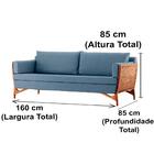 Sofá Cutiê Ozki 160 Cm Madeira Eucalipto Cedro Tecido Azul Co