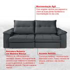 Sofá Dallas 2,90 Reclinável Retrátil Veludo Chumbo Império Es