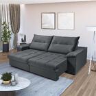 Sofá Dallas 2,90 Reclinável Retrátil Veludo Chumbo Império Es