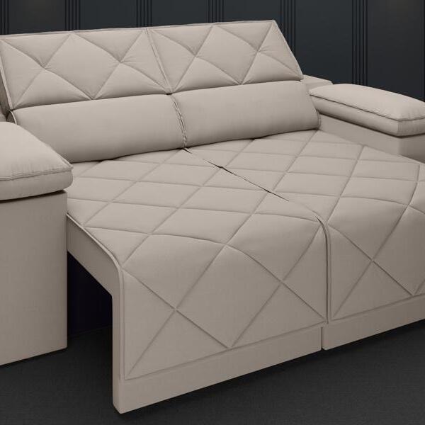 Sofá Dante 1,70m Assento Retrátil E Reclinável Velosuede Bege