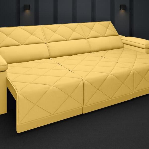 Sofá Dante 2,05m Assento Retrátil E Reclinável Velosuede Caná