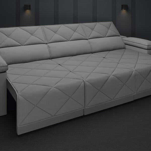 Sofá Dante 2,05m Assento Retrátil E Reclinável Velosuede Graf