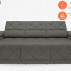 Sofá Dante 2,30m Assento Retrátil E Reclinável Velosuede Cinz