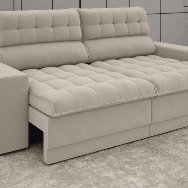 Sofá Daytona 2,50m Assento Retrátil E Reclinável Velosuede Ar