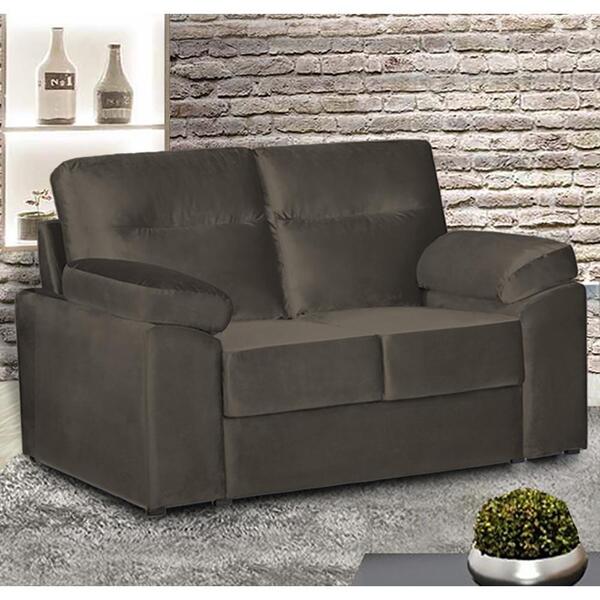 Sofá De 2 Lugares Cama Inbox Talim 1,45m Suede Café