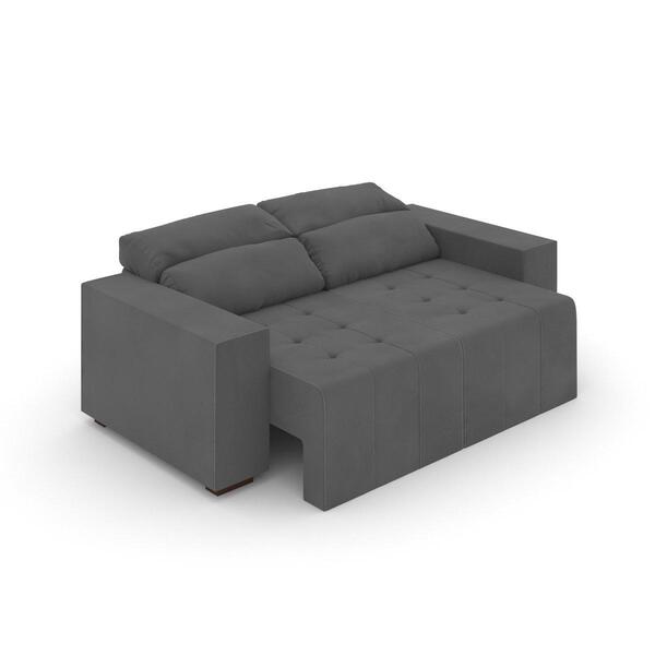 【ＩＤＥＥ】AO SOFA (2) Charcoal Sofá De 2 Lugares Extensível Novo Dubai De Suede Grafite 200cm