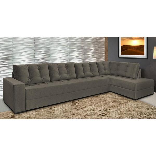 Sofá De 3 Lugares Cama Inbox Nairóbi Com Chaise Suede Café