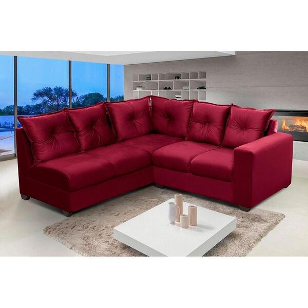 Sofá De Canto 1,66x1,83m 4 Lugares Molas Espirais Vermelho