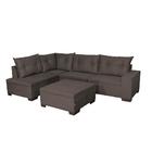 Sofá De Canto 3/2 Lugares Puff Tecido Sued - Santiago