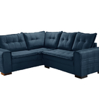 Sofá De Canto 3 X 2 Lugares Vicenza  Veludo Azul Marinho Vill