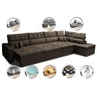 Sofá De Canto 4,80x2,36m Retrátil E Reclinável Com Molas Cama