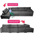 Sofá De Canto 4,80x2,36m Retrátil E Reclinável Com Molas Cama