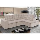 Sofá De Canto 4 Lugares 270x210 M Chaise Pillow Top Bege