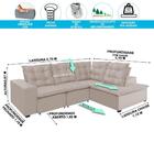Sofá De Canto 4 Lugares 270x210 M Chaise Pillow Top Bege