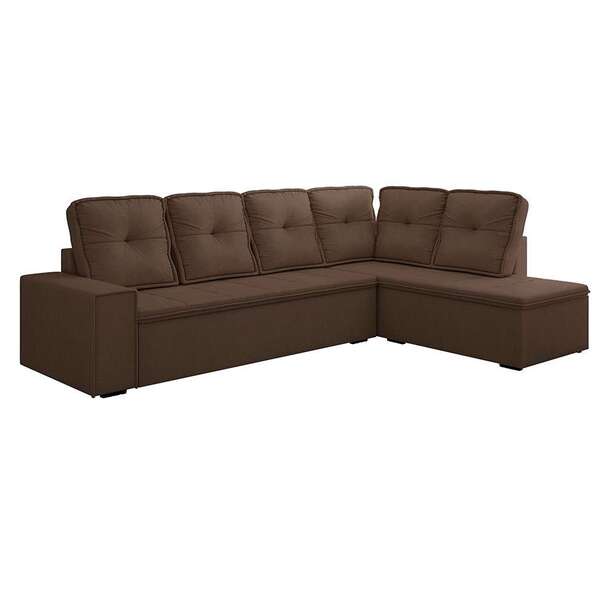 Sofá De Canto 4 Lugares Lado Direito Vegas Veludo Marrom