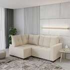 Sofá De Canto 4 Lugares Leme Suede Bege