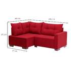 Sofá De Canto 4 Lugares Leme Suede Vermelho