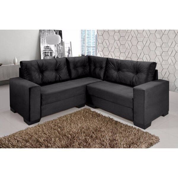 Sofá De Canto 4 Lugares Maria Império Estofados Preto