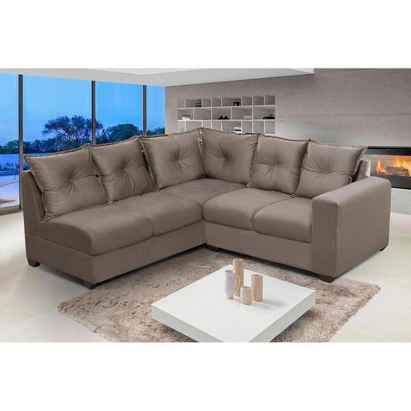 Sofá De Canto 4 Lugares Molas Espirais 1,66x1,83m Capuccino