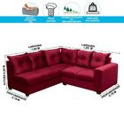 Sofá De Canto 4 Lugares Molas Espirais 1,66x1,83m Vermelho