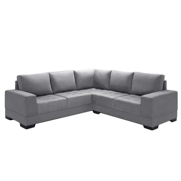 Sofá De Canto 4 Lugares Patrícia Suede Cinza