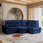 Sofá De Canto 4 Lugares Retrátil Reclinável  255cm Veludo Gab