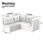 Sofá De Canto 4 Lugares Versátil Pena - Grafite