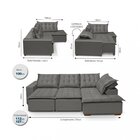 Sofá De Canto 4 Lugares Yescasa Veludo Cinza Montana Pés De M