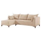 Sofá De Canto 5 Lugares 2,68m Veludo Bege Sevilha  Veludo/bege