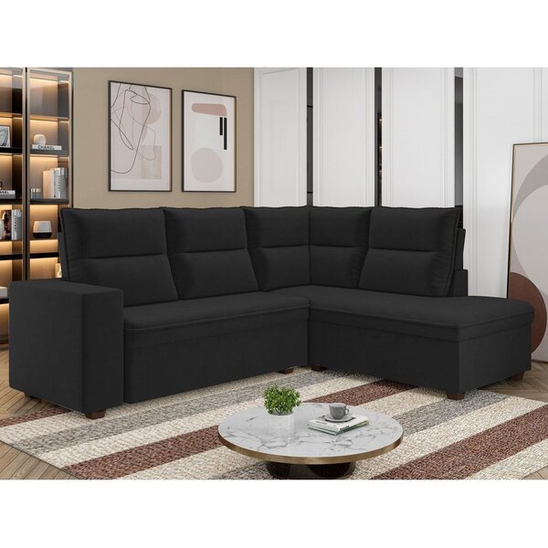 Sofá De Canto 5 Lugares 220cm X 180cm Arruba Preto