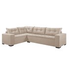 Sofá De Canto 5 Lugares 300x210cm Oslo Veludo  Veludo Bege