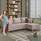 Sofá De Canto 5 Lugares 420cm Atenas  Linho/bege