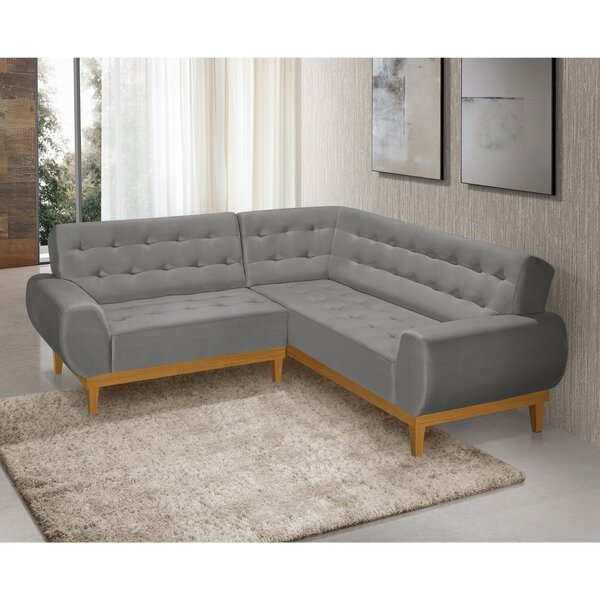 Sofá De Canto 5 Lugares Ágata Linha Cinza