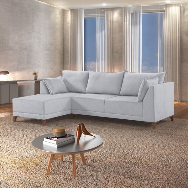 Sofá De Canto 5 Lugares Com Almofadas 268cm Sevilha  Veludo/c