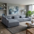 Sofá De Canto 5 Lugares Com Chaise Lado Esquerdo Em Sarja 336