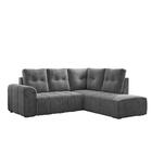 Sofá De Canto 5 Lugares Com Puff Landal Cinza Suede Com Molas