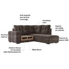 Sofá De Canto 5 Lugares Com Puff Landal Marrom Suede Com Mola