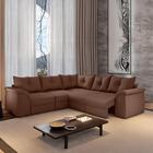 Sofá De Canto 5 Lugares Com Retrátil Qatar Suede Marrom