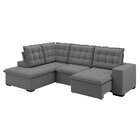 Sofá De Canto 5 Lugares Em L 3,10m Veludo Cinza Coleção Premi