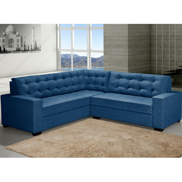 Sofá De Canto 5 Lugares Larissa  – Golden Estofados - Azul